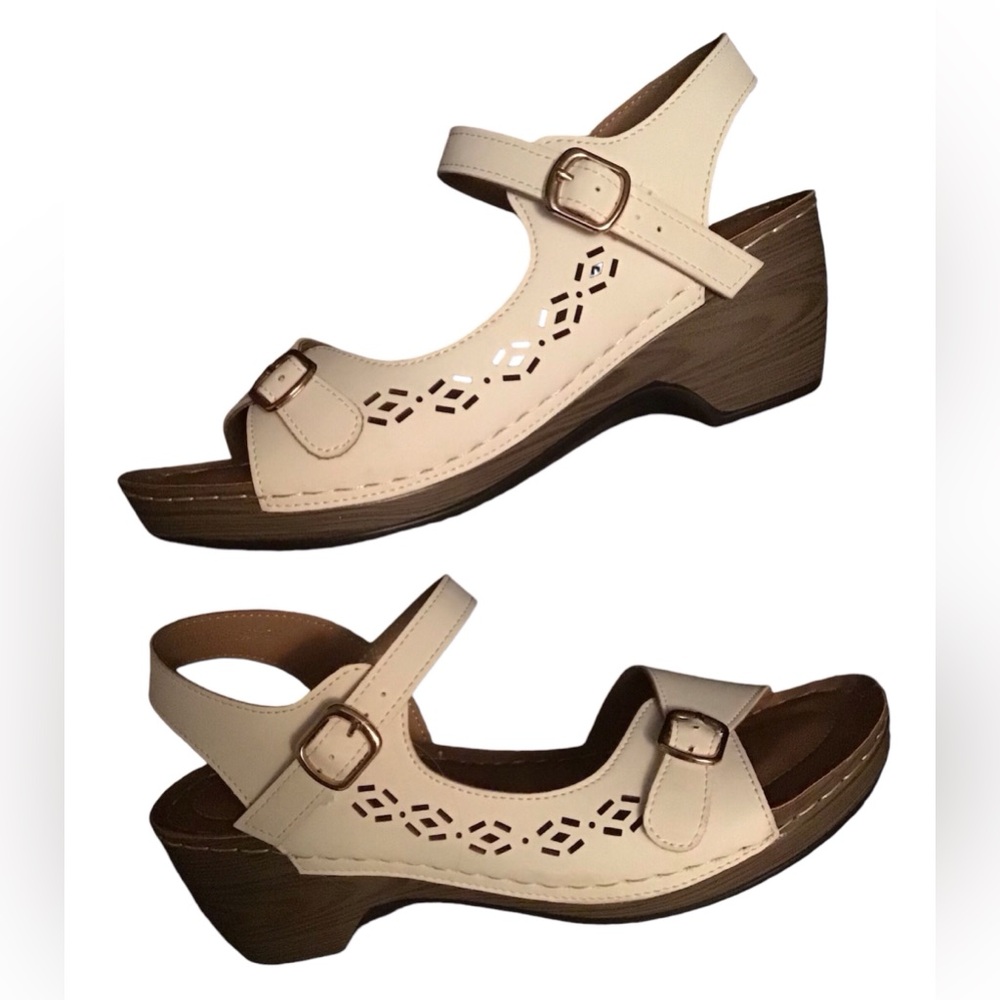 White wedge sandals